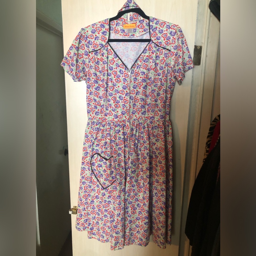 Bernie Dexter Francessca Hearts & Purple Flowers Print Dress 1X